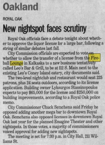 Fireball Lounge and Bowling Alley (Up North Grill) - 2010 Article On Liquor License Transfer (newer photo)